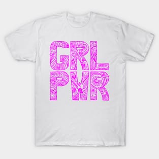 Floral girlpower text in pink T-Shirt